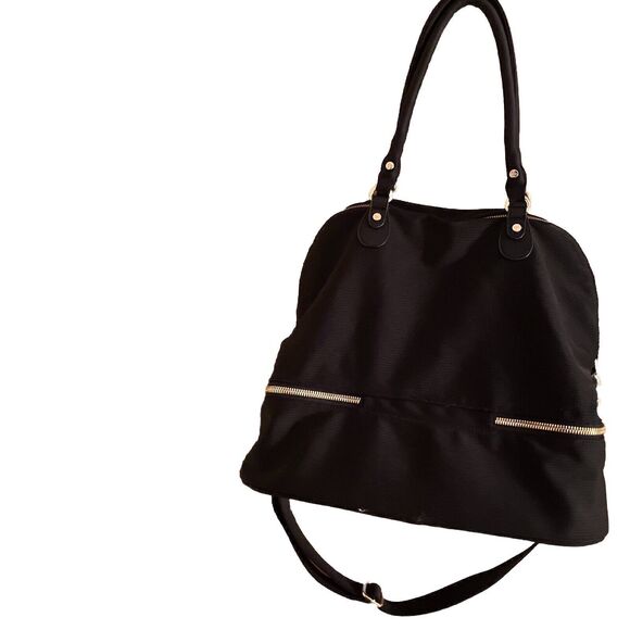 Anthropologie DL + ACTIV Bag Black Gold Zippers Shoulder Crossbody Gym Workout - Picture 6 of 15